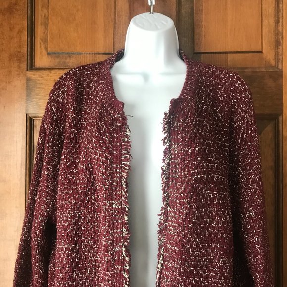eureka by Christos Garkinos Burgundy Marled Open Jacket X-Large - Picture 2 of 11